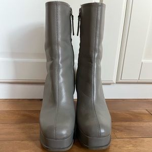Grey Leather Platform Zara Boots size 35